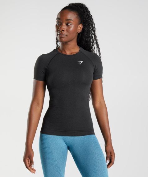 Camiseta Gymshark Vital Seamless 2.0 Mujer Negros | MX 285BWM